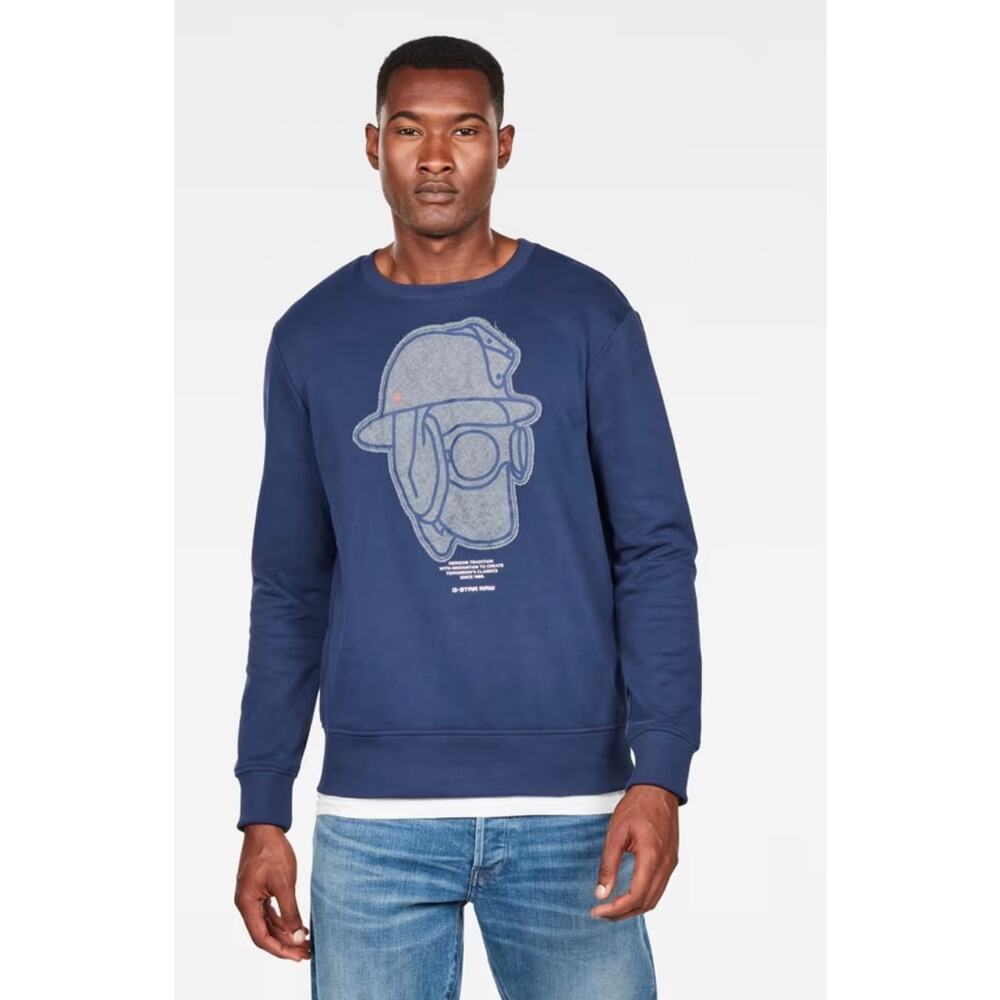 G STAR RAW Graphic 10 Core Sweater Sweatshirt Blue Medium